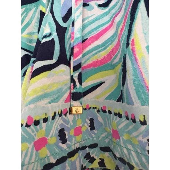 Lilly Pulitzer Shorts Womens Size Small Blue Pink Katie High‎ Tide Flowy Elastic - Picture 2 of 6